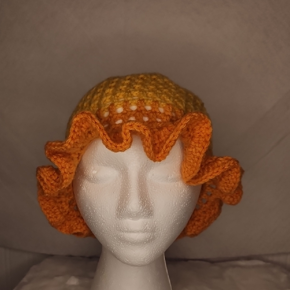 Handmade Yellow and Orange Crochet Hat